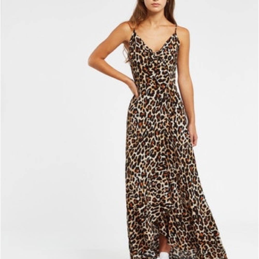 Band of Gypsies Leopard-Print XS Maxi Slip Dress in Brown Black - Picture 6 of 7
